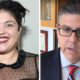 Portraits of Fresno State professor Randa Jarrar, left, and University President Joe Castro, right