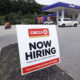 Photo of a "Now Hiring" sign
