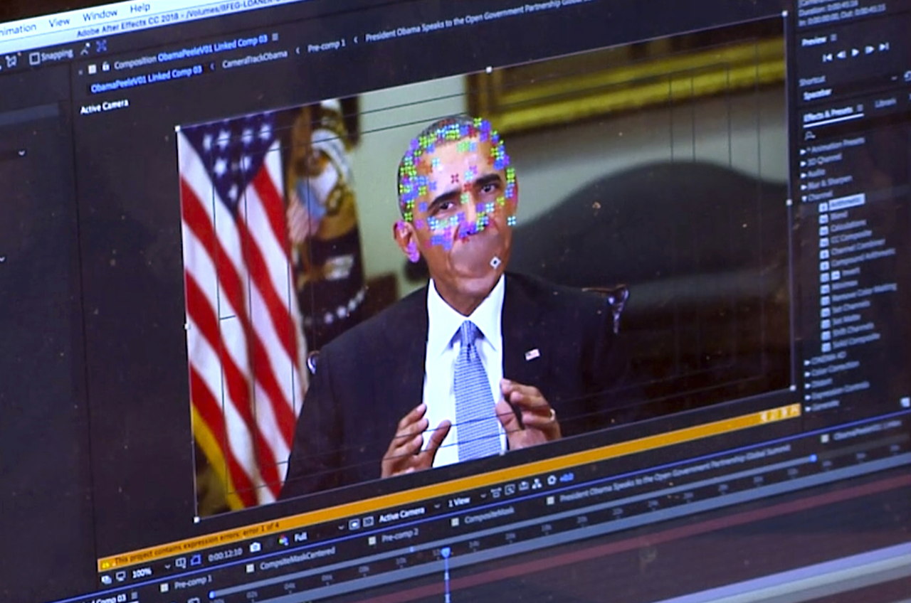 Image from a fake video of Barack Obama