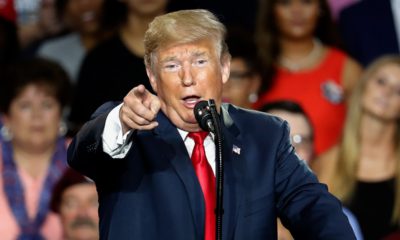 President Donald Trump speaking at a rally