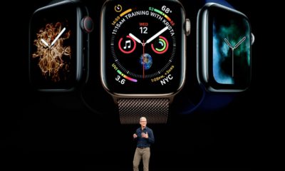 Apple CEO Tim Cook discussing the new Apple Watch 4
