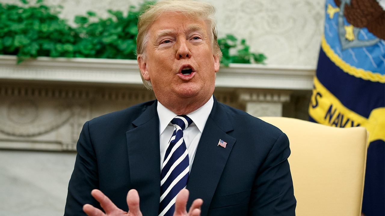 Photo of President Donald Trump speaking during a White House meeting