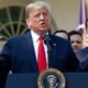 Photo of President Donald Trump as he announces a revamped North American free trade deal