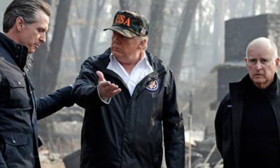 Photo of Trump, Newsom and Brown at the scene of the Camp Fire
