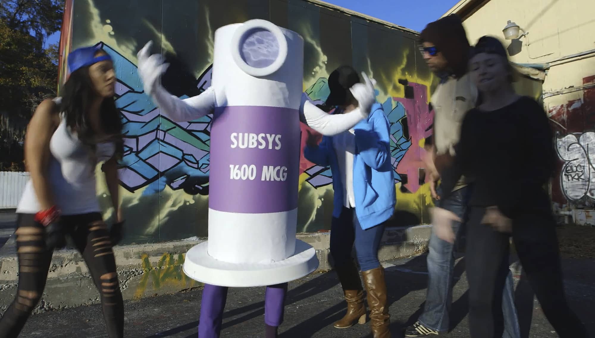 Photo of rap video scene using dancing fentanyl spray