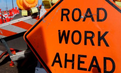 Road work ahead sign