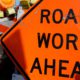 Road work ahead sign