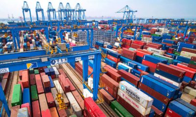 Photo of containers at a port in China