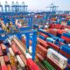 Photo of containers at a port in China