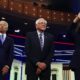 Photo of Democratic presidential candidates before the start of the Democratic primary debate