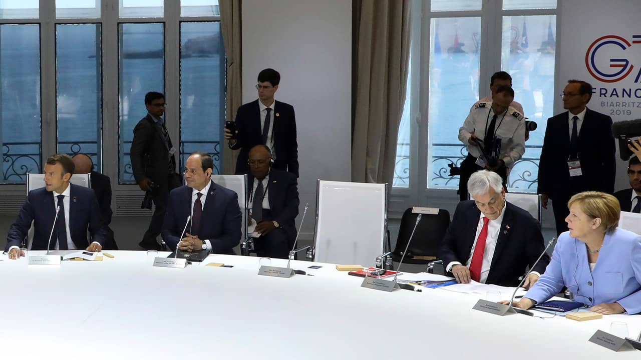 Photo of President Donald Trump's empty chair at the G7 Summit