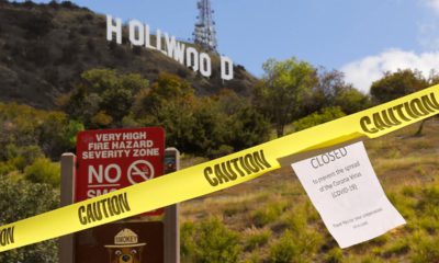 Photo of a closed sign at the Hollywood sign