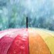 photo of a rainbow colored umbrella