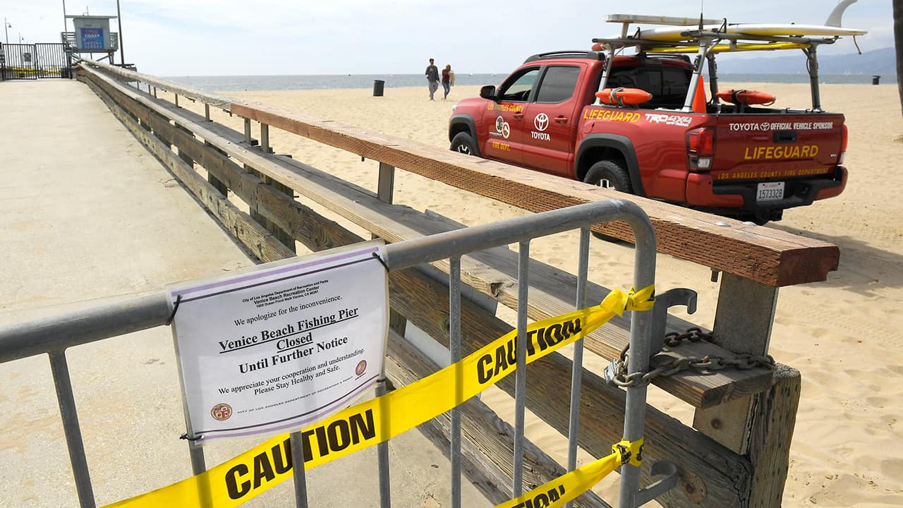 Photo of a closed sign at Venice Beach