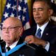 Photo of President Barack Obama bestowing the Medal of Honor on retired Army Command Sgt. Maj. Bennie G. Adkins