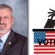 Side by side images of resigned Central Unified trustee Richard Atkins and a 2020 ballot box