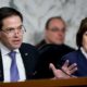 Photo of Sen. Marco Rubio, R-Fla., left, accompanied by Sen. Susan Collins, R-Maine, right
